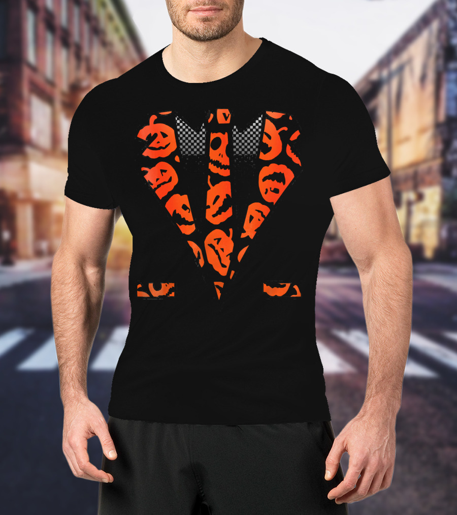 David Pumpkins Tuxedo Pumpkin Pattern Halloween T-Shirt