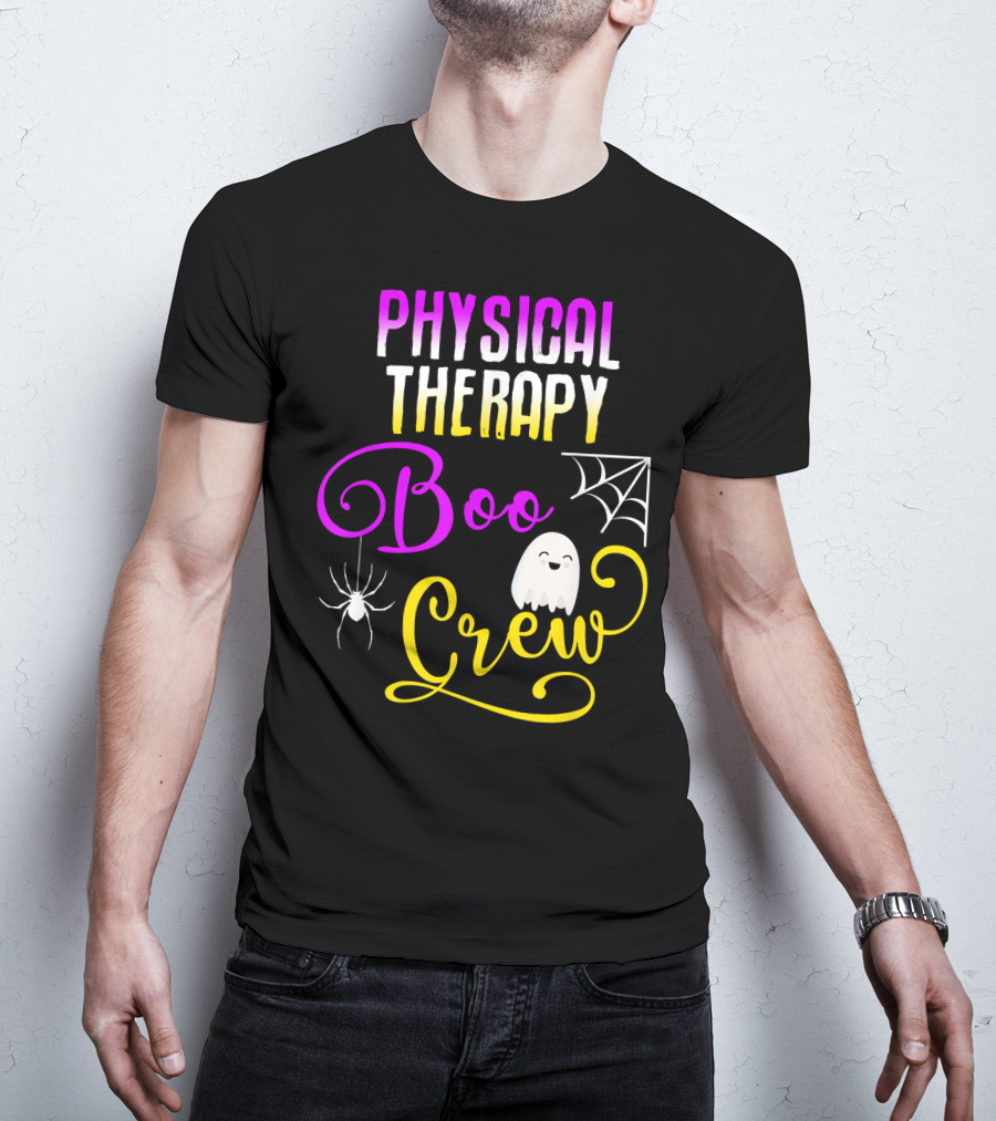 Physical Therapy Boo Crew Halloween Ghost Spider Web T-Shirt