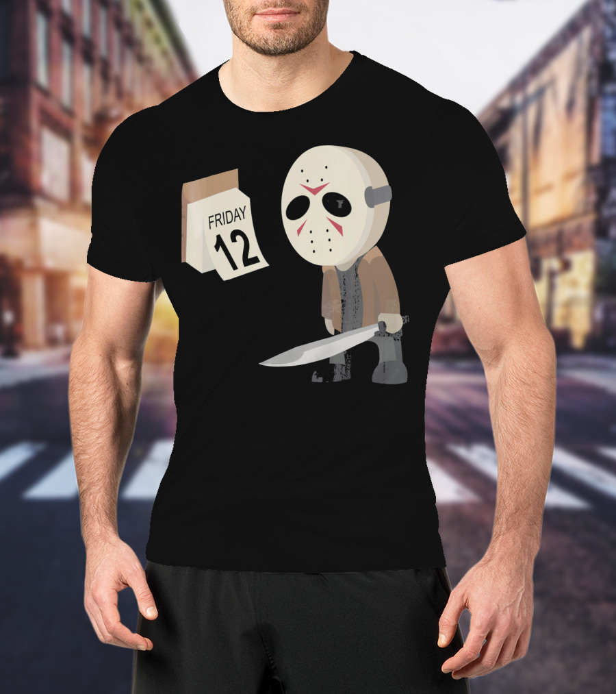 Friday 12th Funny Halloween Horror Graph Calendar Mask Character T-Shirt