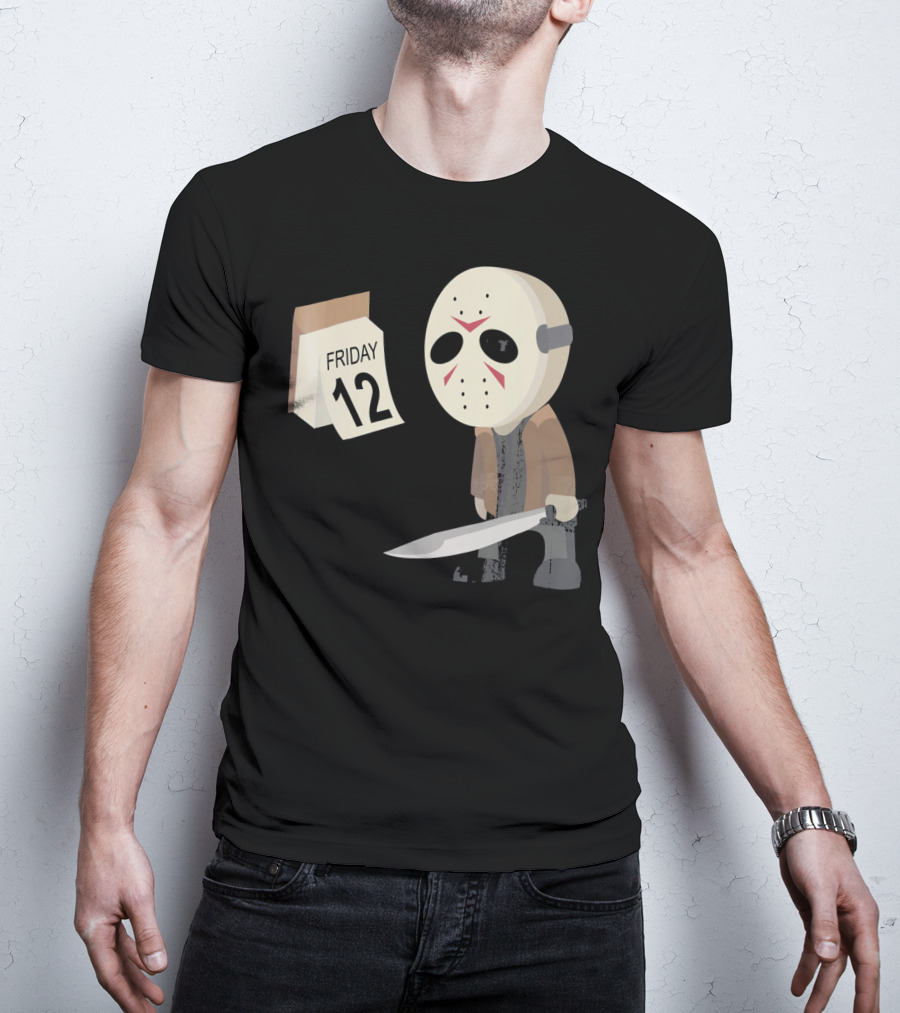 Friday 12th Funny Halloween Horror Graph Calendar Mask Character T-Shirt