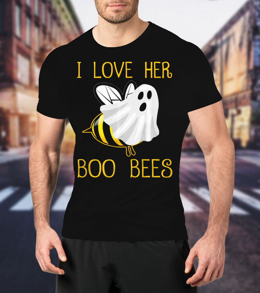 I Love Her Boo Bees Halloween Couple T-Shirt