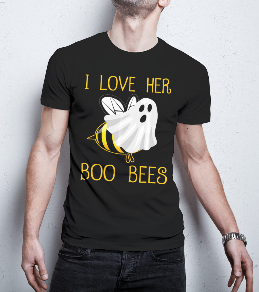 I Love Her Boo Bees Halloween Couple T-Shirt