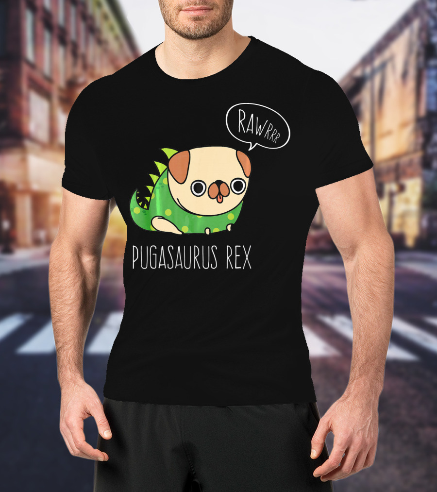 Pugasaurus Rex Rawrrr Pug Halloween Dog Costume T-Shirt
