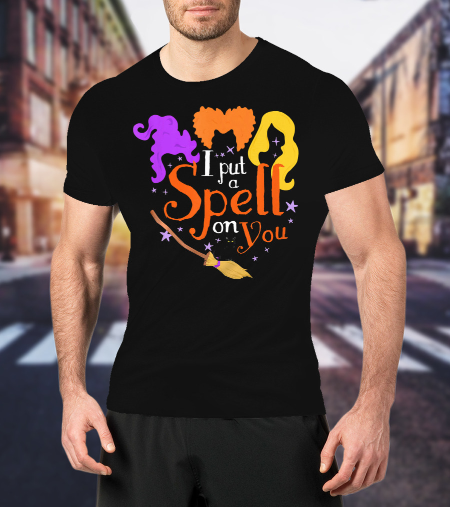 I Put A Spell On You Witch Sisters Magical Broom Hair Trio T-Shirt
