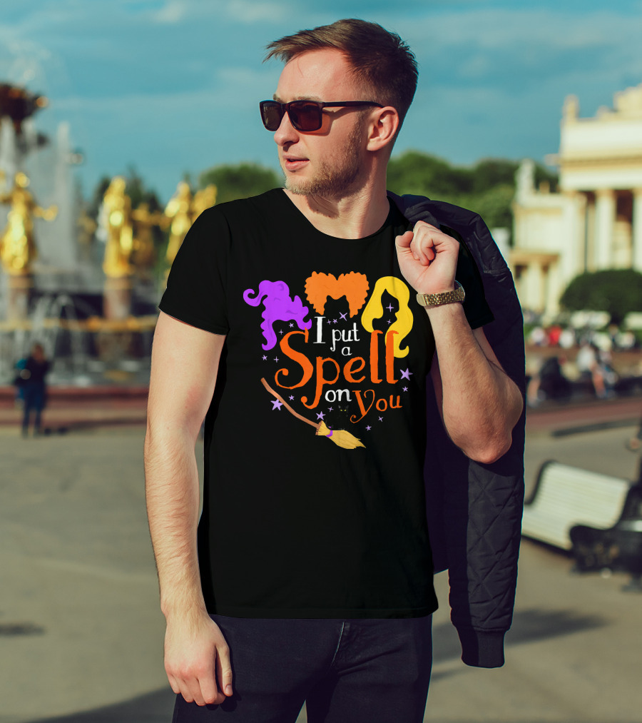 I Put A Spell On You Witch Sisters Magical Broom Hair Trio T-Shirt