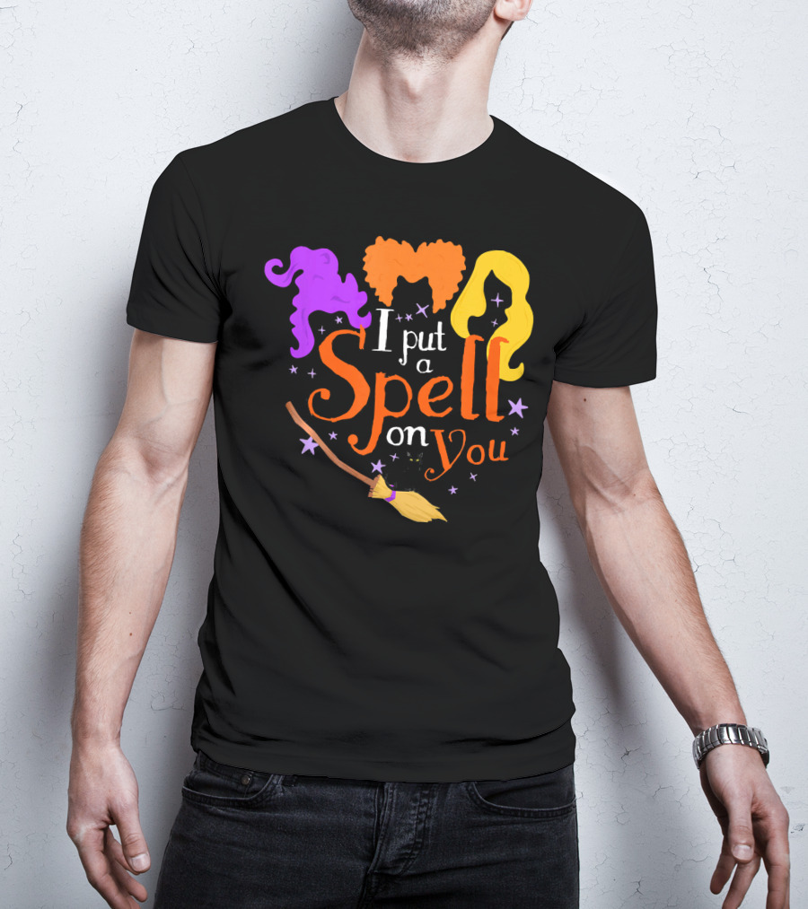 I Put A Spell On You Witch Sisters Magical Broom Hair Trio T-Shirt
