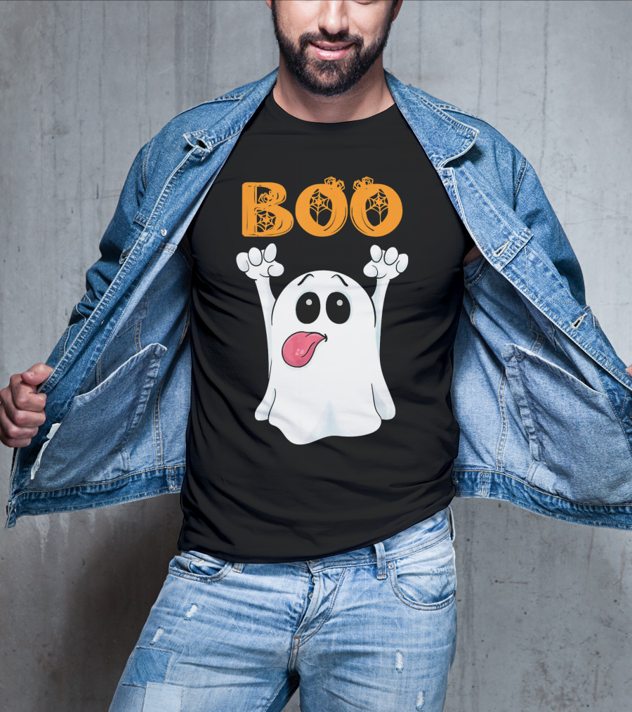 Boo Silly Ghost With Pumpkin Lettering T-Shirt