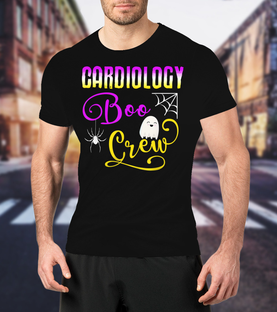 Cardiology Boo Crew Halloween Ghost Spider Web T-Shirt