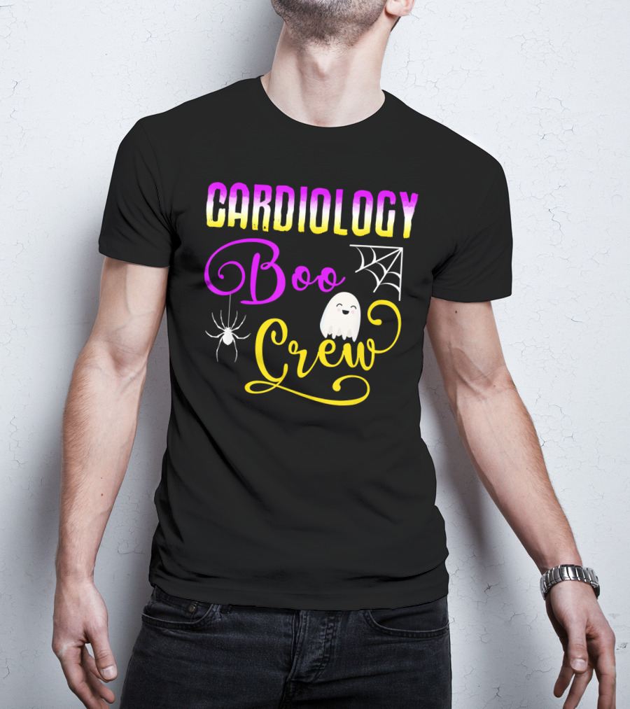 Cardiology Boo Crew Halloween Ghost Spider Web T-Shirt