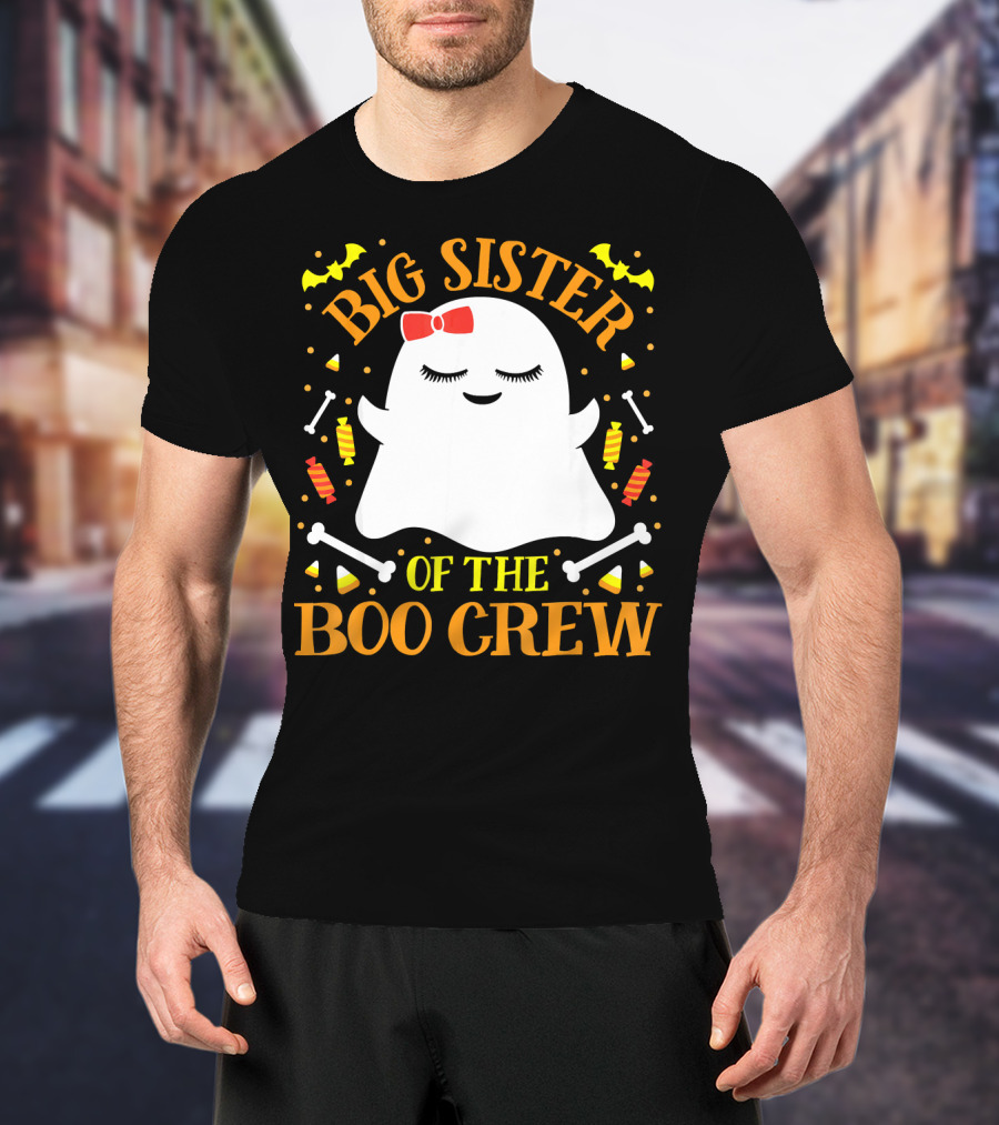 Big Sister Of The Boo Crew Ghost With Candy And Bones T-Shirt