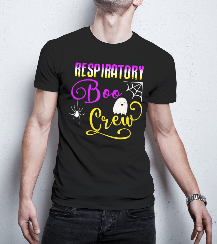 Respiratory Boo Crew Ghost And Spider Web T-Shirt