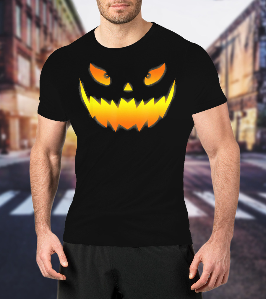 Smiling Glowing Jack O Lantern Pumpkin Face T-Shirt