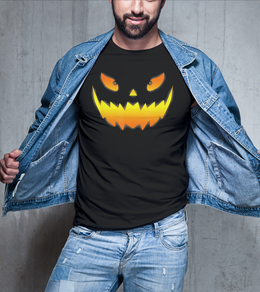 Smiling Glowing Jack O Lantern Pumpkin Face T-Shirt