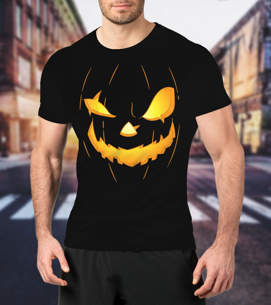 Halloween Pumpkin Jack O Lantern Face Glowing Scary Expression T-Shirt