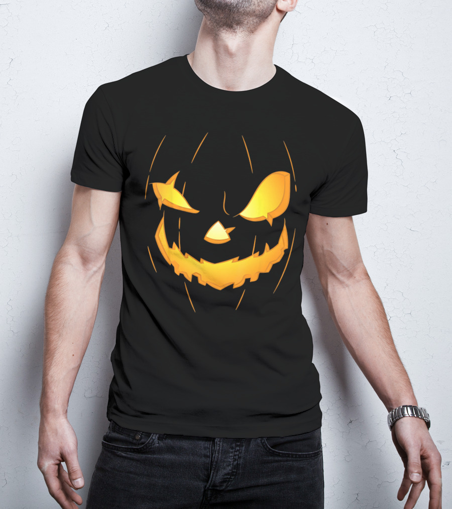 Halloween Pumpkin Jack O Lantern Face Glowing Scary Expression T-Shirt