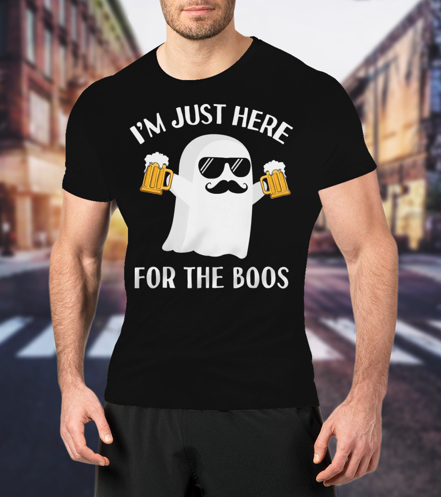 I'm Just Here For The Boos Funny Halloween Party Ghost Beer T-Shirt
