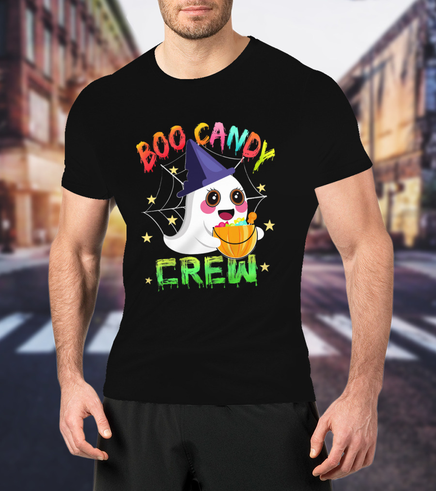 Boo Candy Crew Ghost Halloween Basket Stars Hat T-Shirt