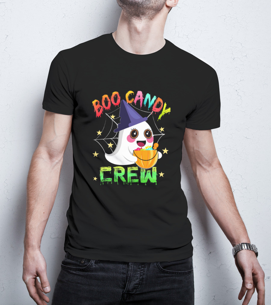 Boo Candy Crew Ghost Halloween Basket Stars Hat T-Shirt