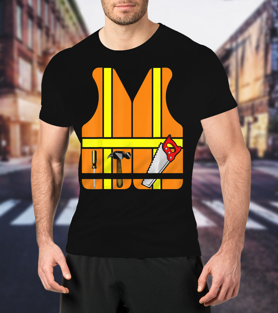 Orange Safety Vest With Tools - Construction Worker Role Play T-Shirt