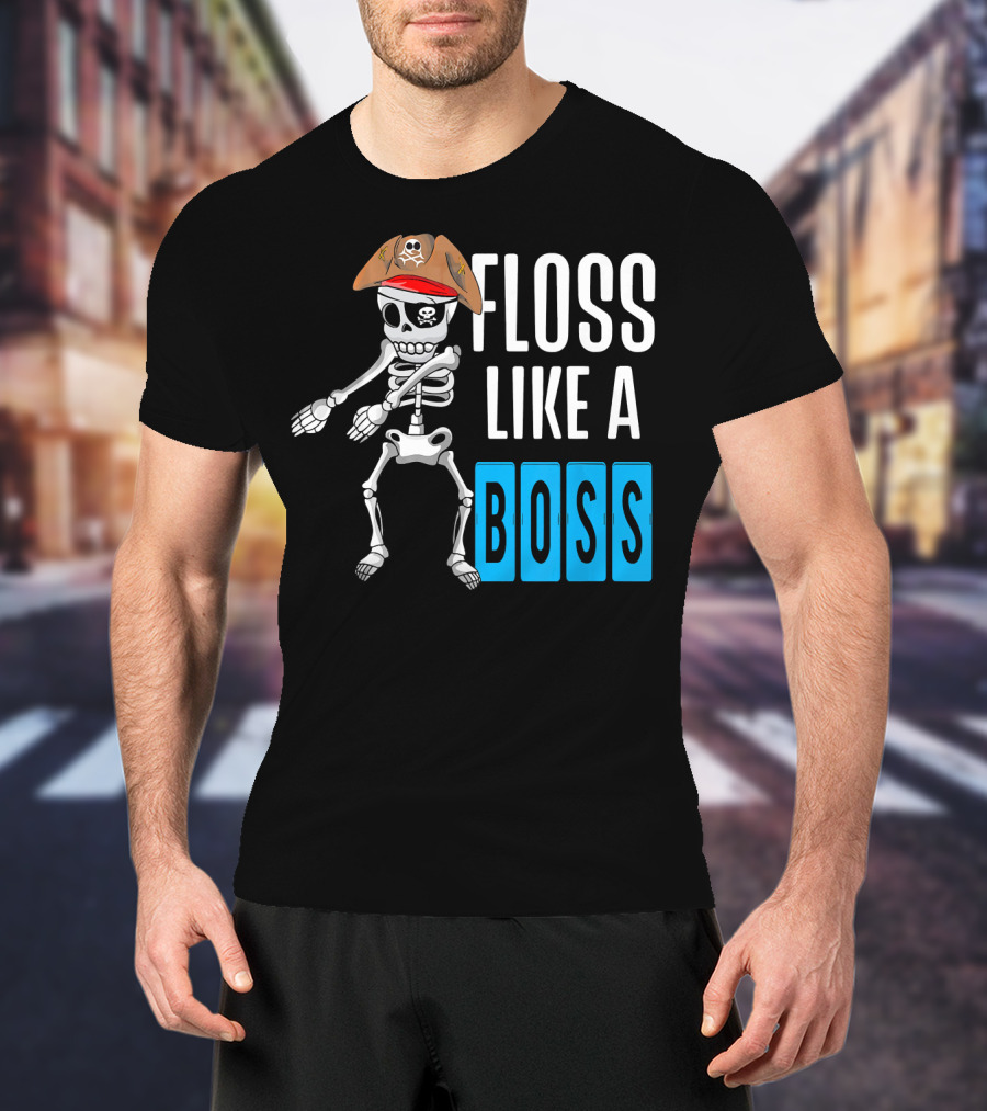 Floss Like A Boss Flossing Skele Pirate Hat Skeleton Dance T-Shirt