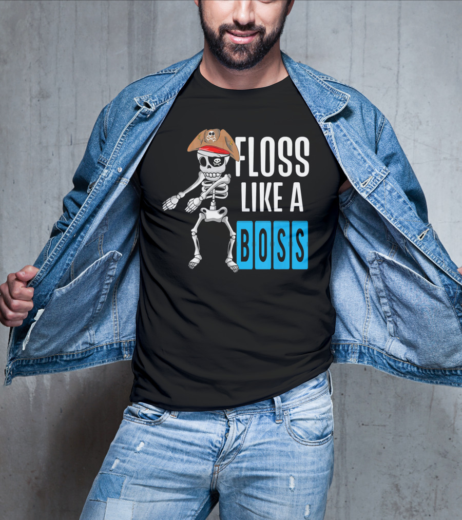 Floss Like A Boss Flossing Skele Pirate Hat Skeleton Dance T-Shirt