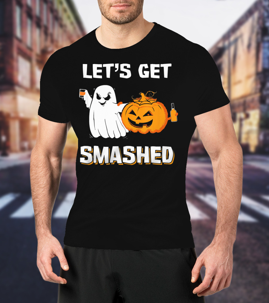 Let's Get Smashed Ghost Pumpkin Drinking T-Shirt