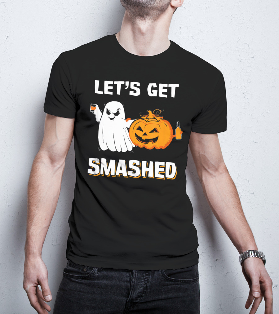 Let's Get Smashed Ghost Pumpkin Drinking T-Shirt
