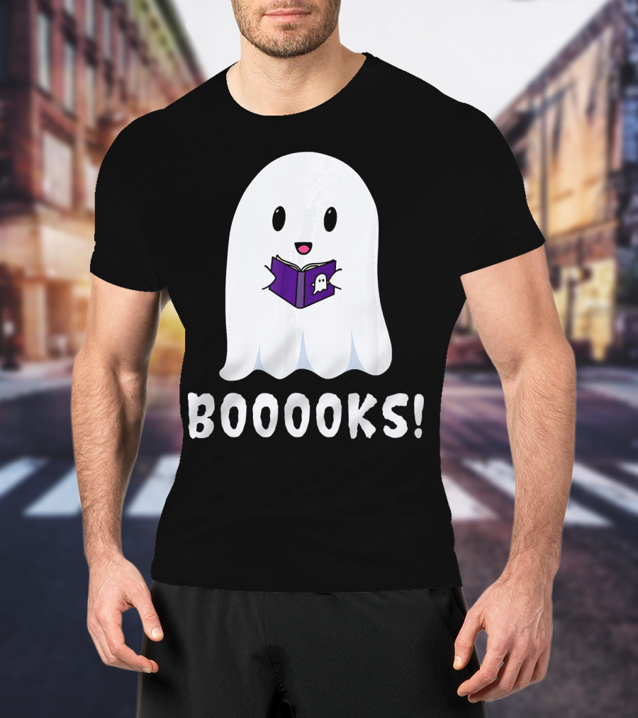 Booooks Ghost Halloween Reading Library T-Shirt