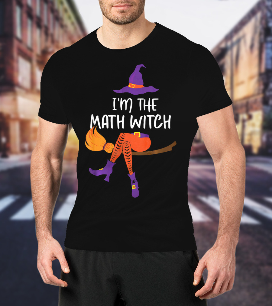 I'm The Math Witch: Purple Hat And Broomstick Rider T-Shirt