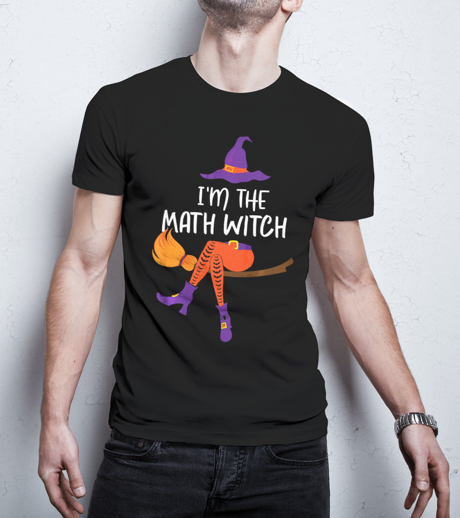 I'm The Math Witch: Purple Hat And Broomstick Rider T-Shirt