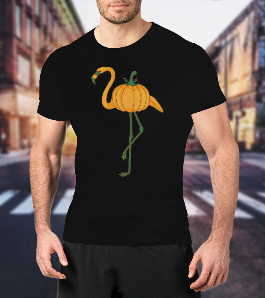 Flamingoween Cool Halloween Flamingo Pumpkin Fusion T-Shirt