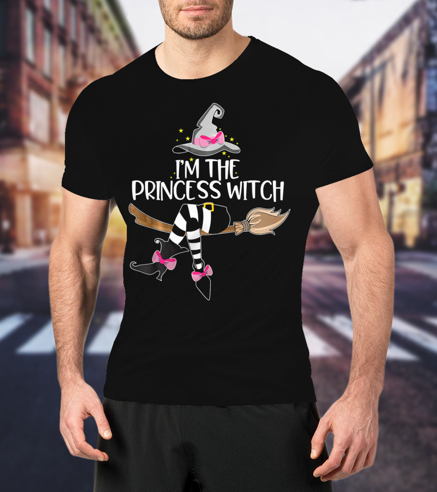 I'm The Princess Witch Hat Broom Magic Pink Bows T-Shirt