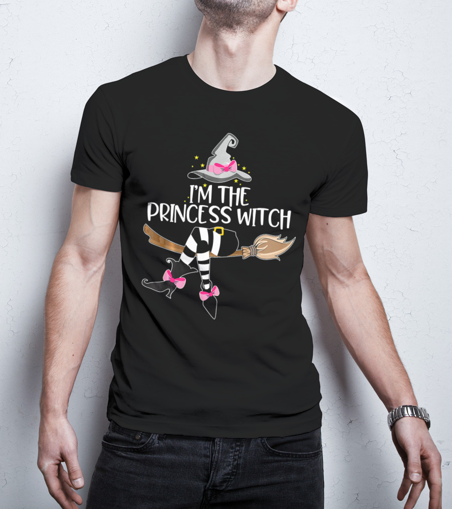I'm The Princess Witch Hat Broom Magic Pink Bows T-Shirt