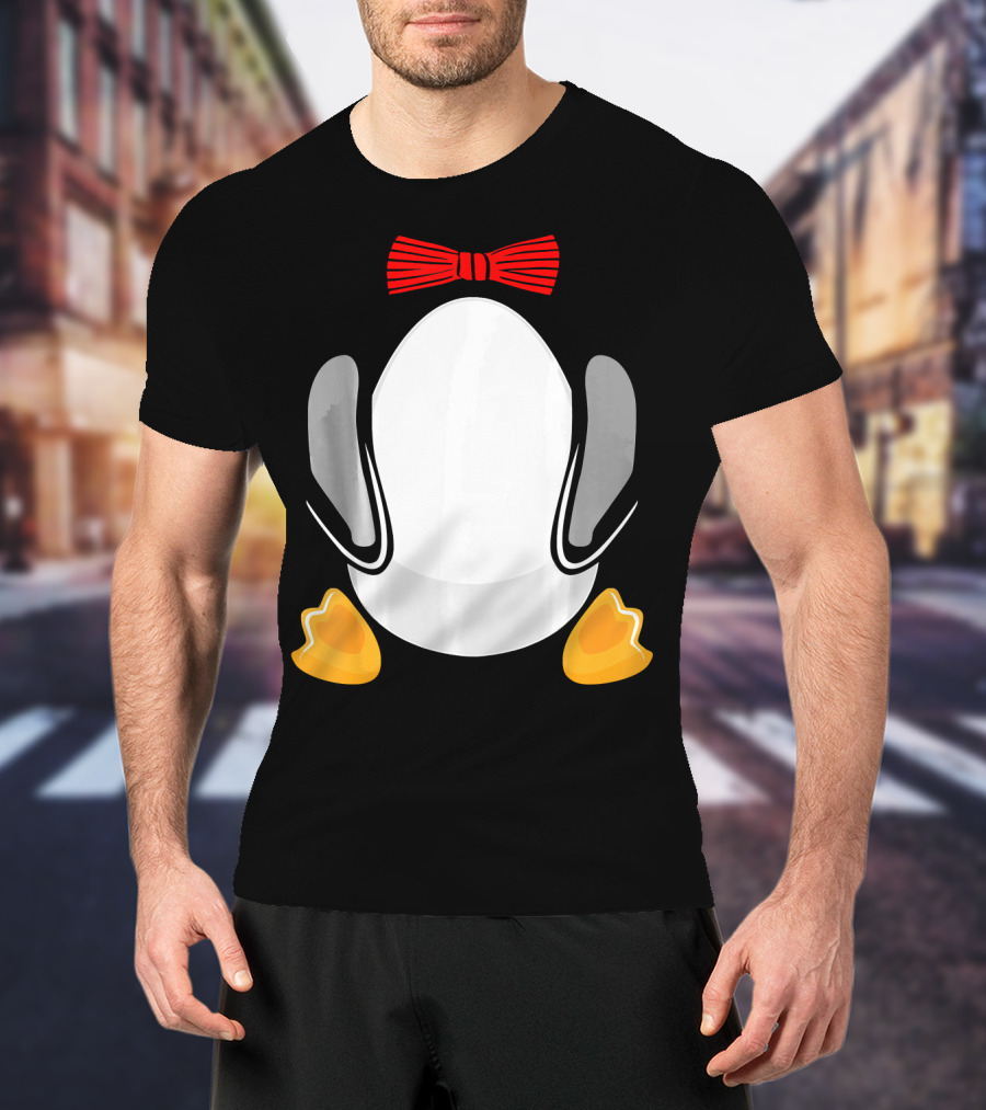 Funny Penguin Kids Halloween Costume Bowtie Feet T-Shirt