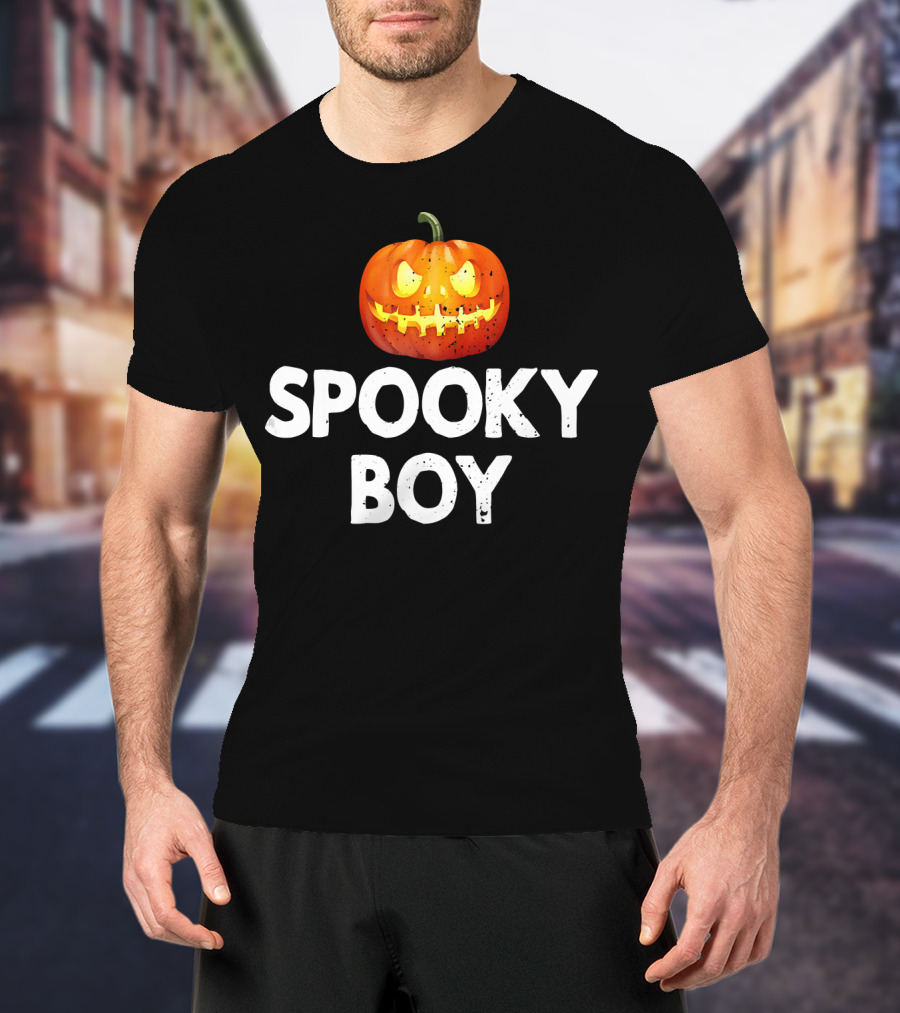 Spooky Boy Halloween Pumpkin Face T-Shirt