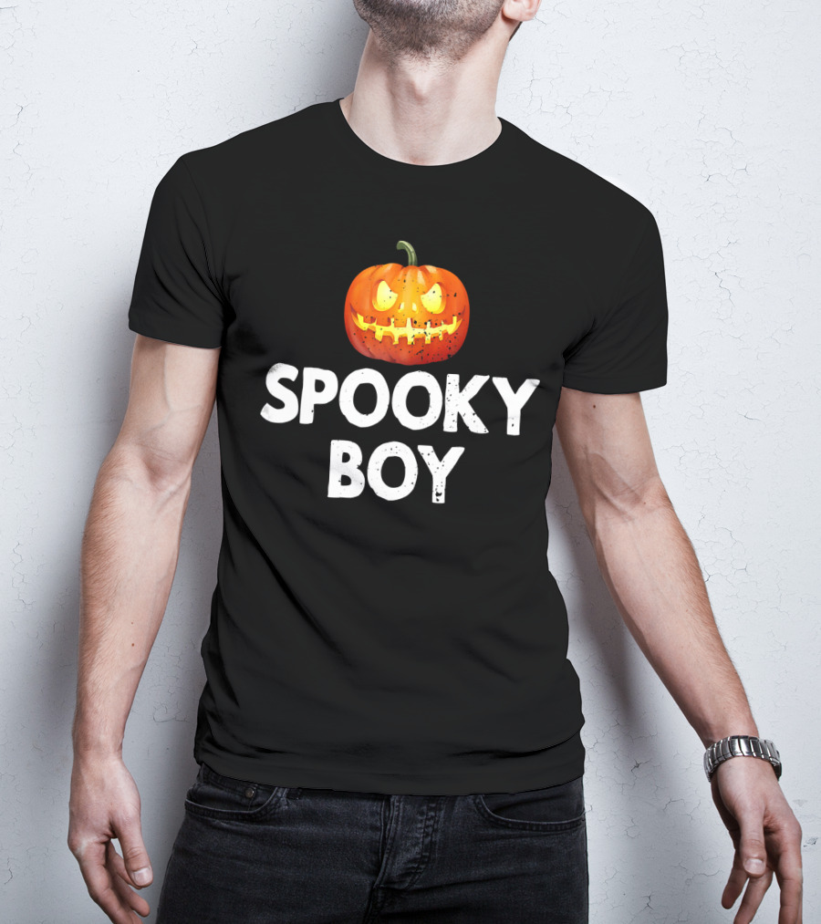 Spooky Boy Halloween Pumpkin Face T-Shirt