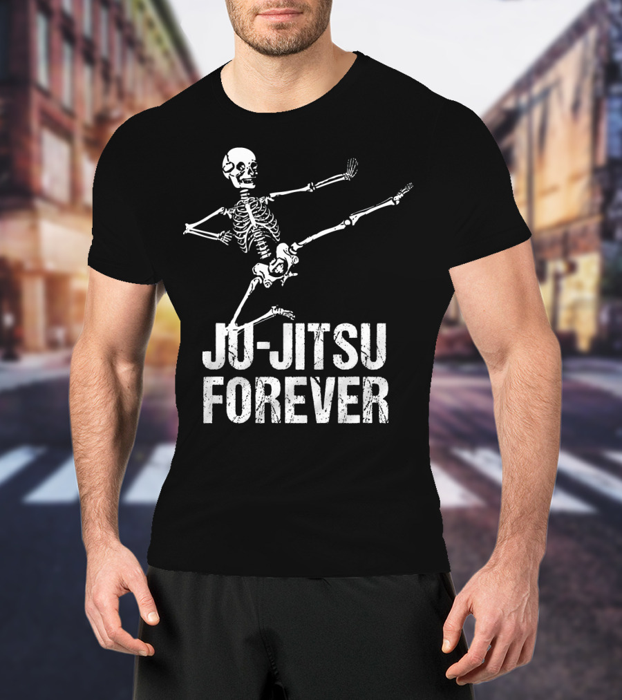 Ju Jitsu Forever Kicking Skeleton Moves T-Shirt