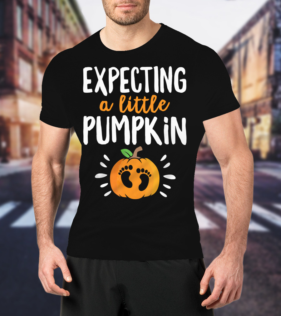 Expecting A Little Pumpkin With Adorable Baby Footprints T-Shirt