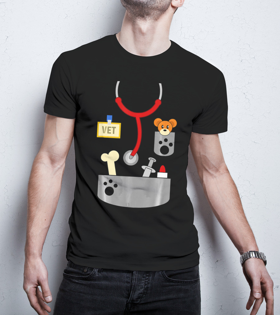 Halloween Vet Costume With Stethoscope And Plush Bear T-Shirt