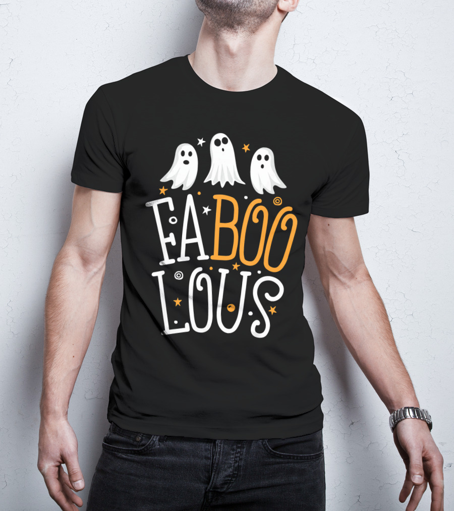 Faboolous Ghost Halloween Funny Pun With Boo And Spooky Stars T-Shirt