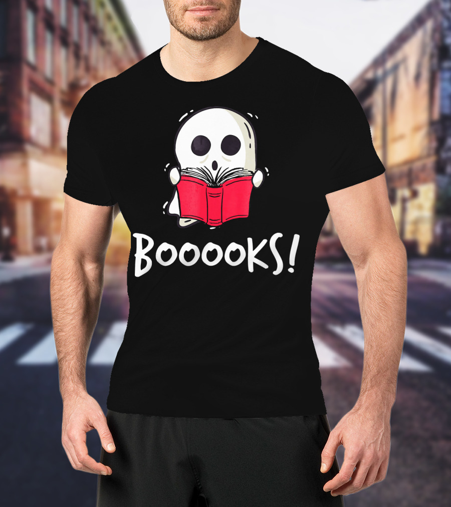 Booooks Ghost Holding Red Book T-Shirt