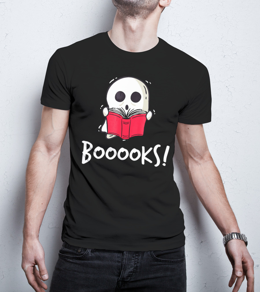 Booooks Ghost Holding Red Book T-Shirt