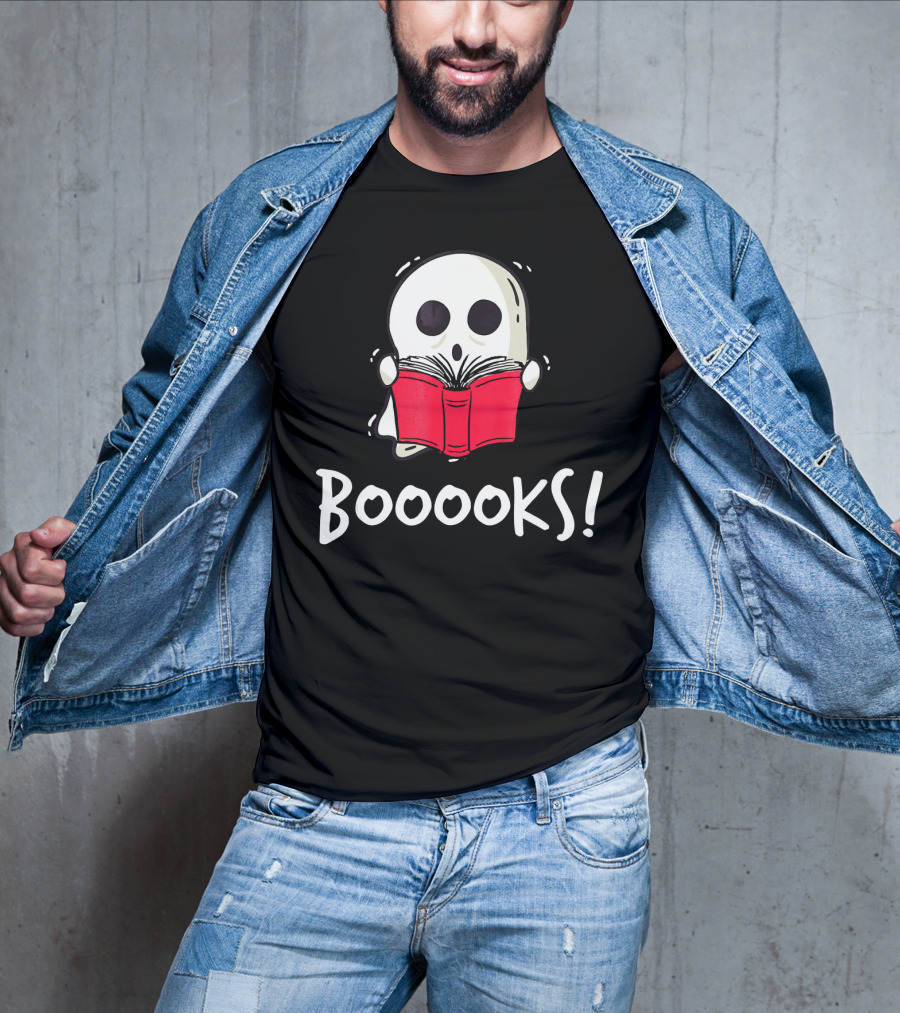 Booooks Ghost Holding Red Book T-Shirt