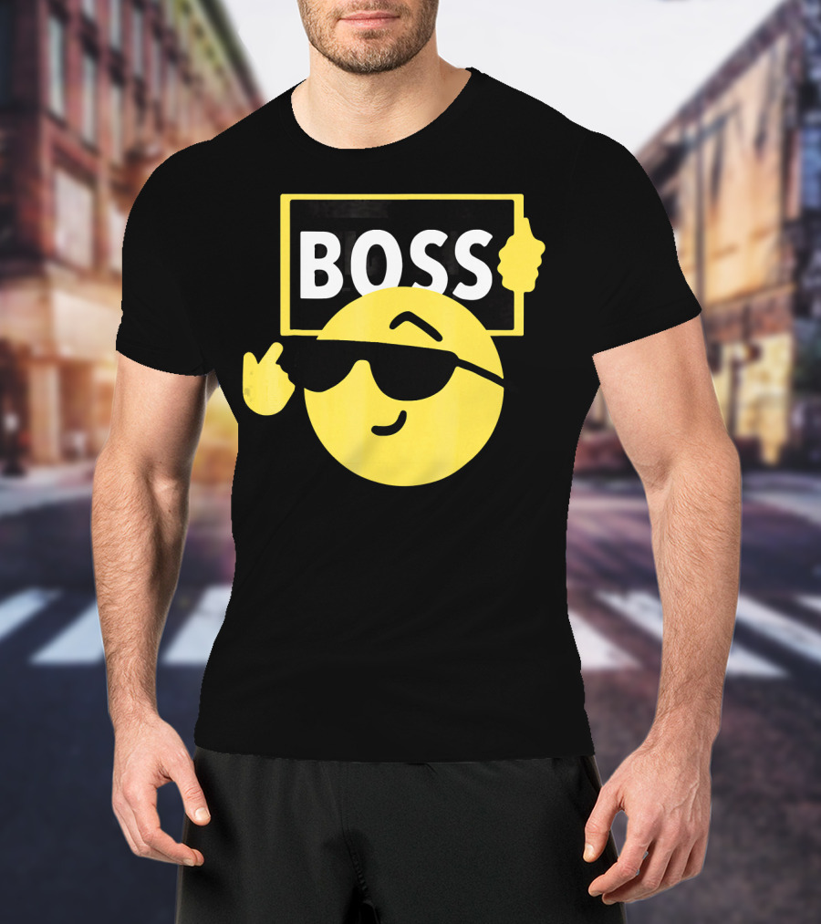 Halloween Funny Boss Emoji Sunglasses Mood T-Shirt