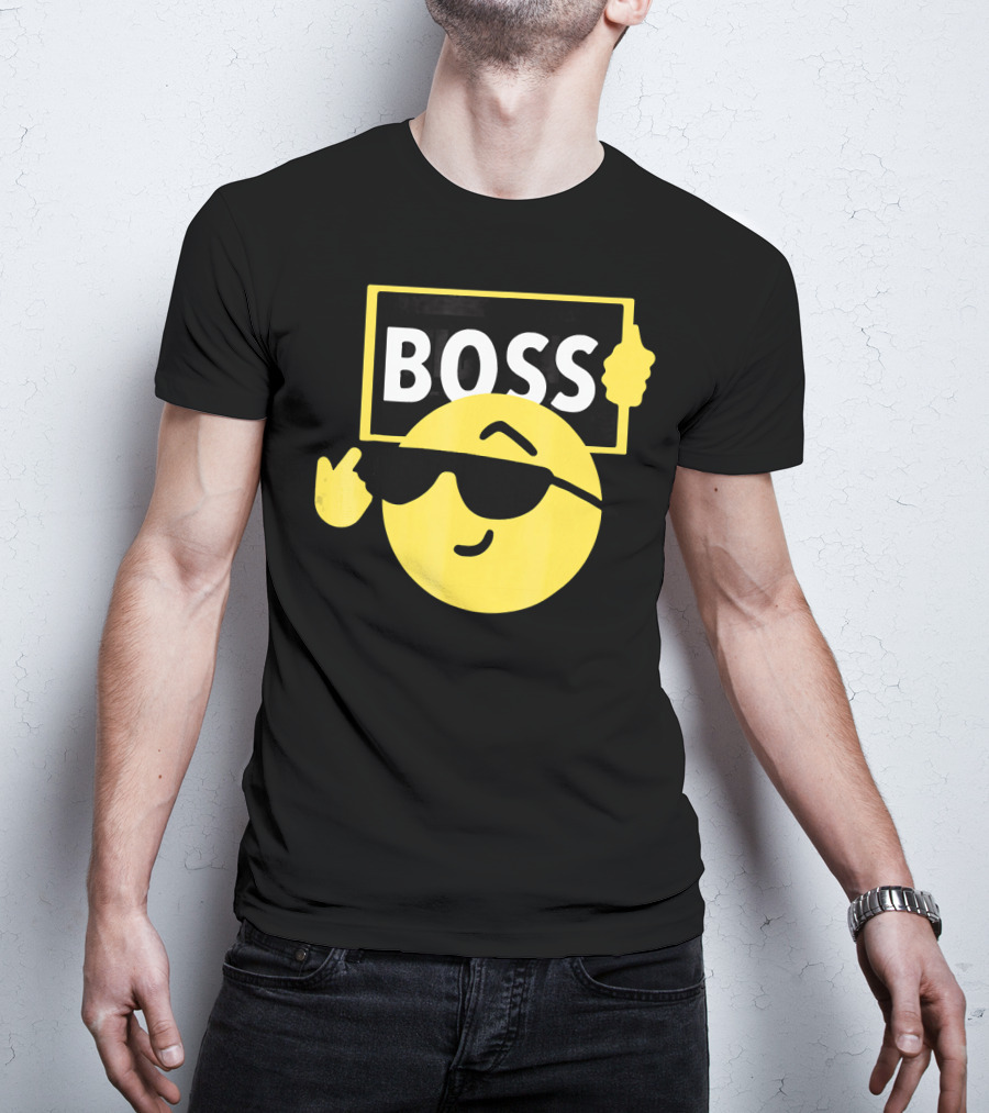 Halloween Funny Boss Emoji Sunglasses Mood T-Shirt