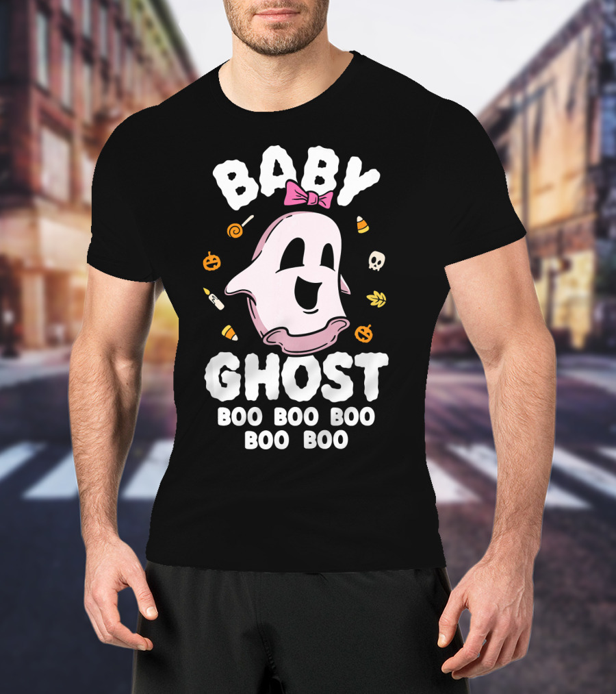 Baby Ghost Boo Boo Boo Halloween Kids Girls T-Shirt