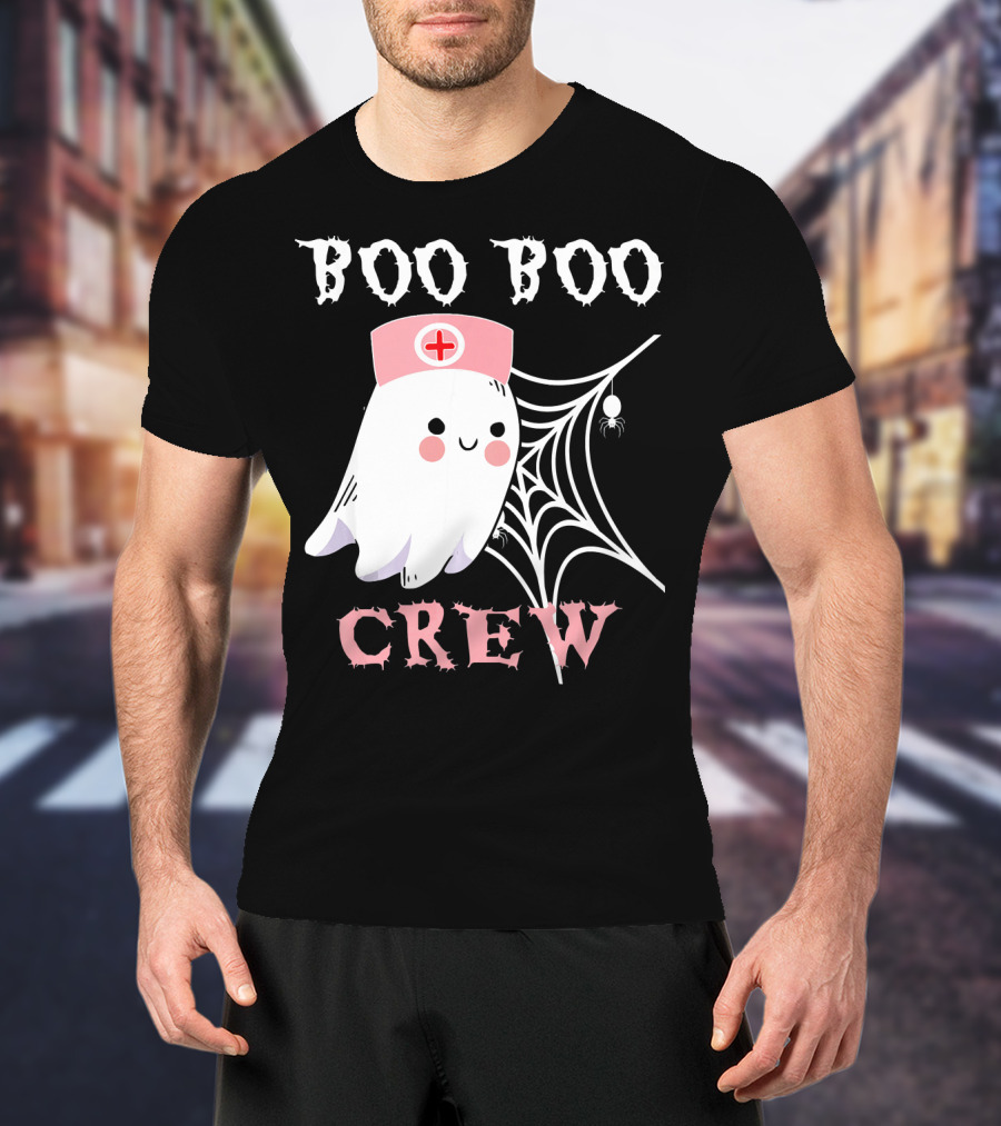 Boo Boo Crew Nurse Ghost With Web And Spider T-Shirt