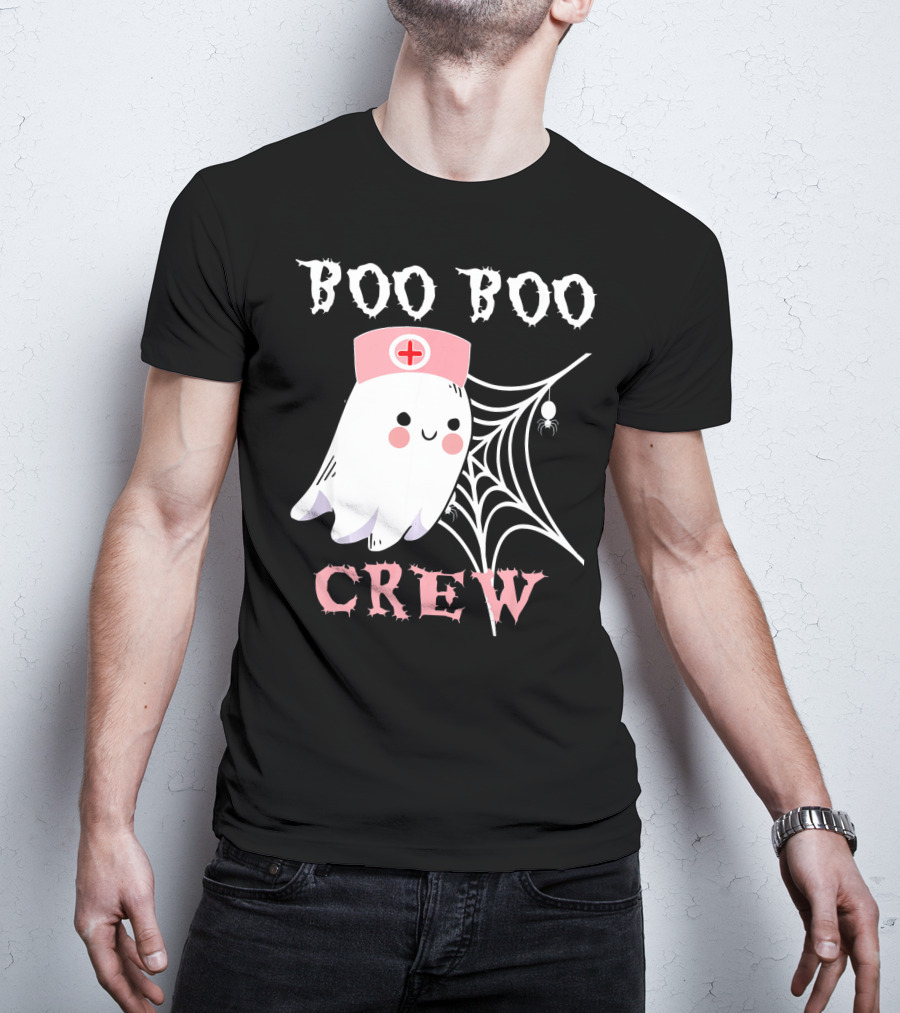 Boo Boo Crew Nurse Ghost With Web And Spider T-Shirt
