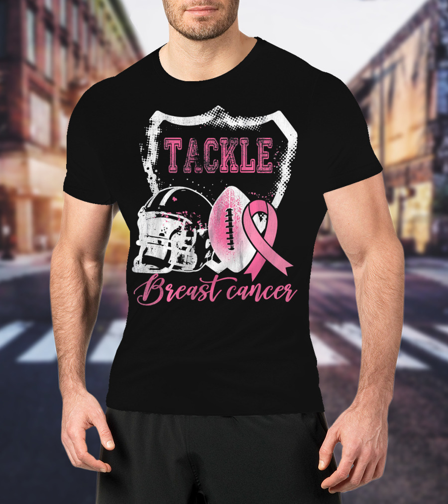 Tackle Breast Cancer Football Survivorship Awareness T-Shirt