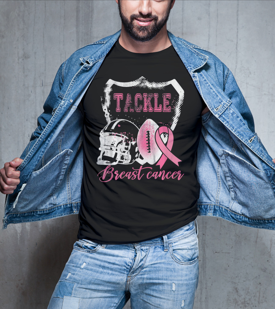 Tackle Breast Cancer Football Survivorship Awareness T-Shirt